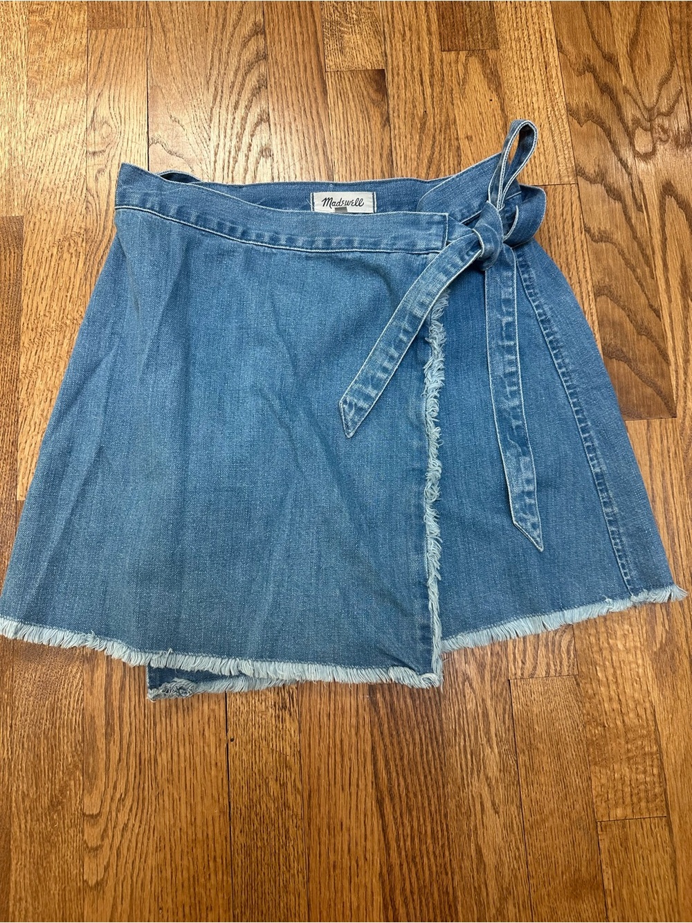 Madewell Wrap Tie Light Blue Denim Jean Skirt
